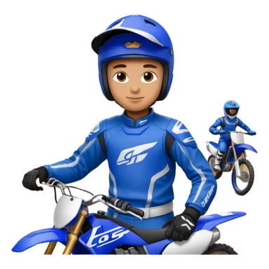 dirtbike rider in blue gear signing autographs sticker