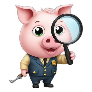 pig detective with magnifying glass sticker