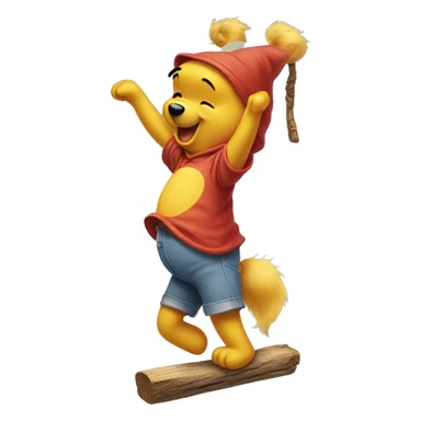 winnie pooh on a pogo stick sticker