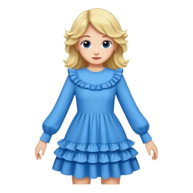 long sleeve blue dress with ruffles sticker