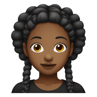 black girl with braids and a black top, brown eyes sticker