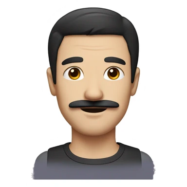 A man with black hair and a square moustache sticker
