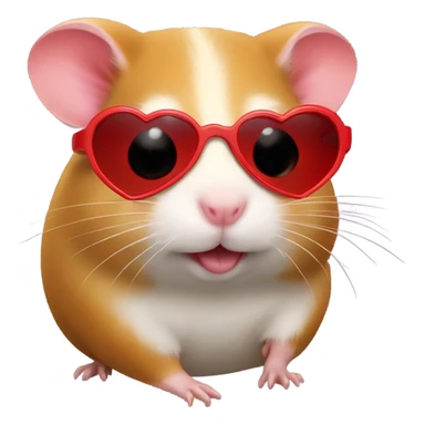 a hamster with red heart sunglasses  sticker