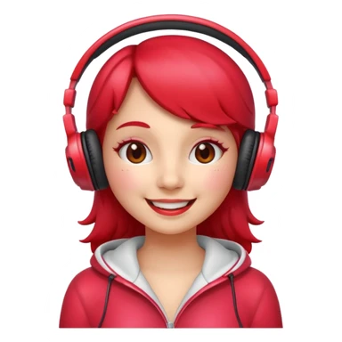 cartoon strawberry girly with headphones sticker
