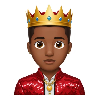 King Combs with dark brown hair, red sequin outfit sticker