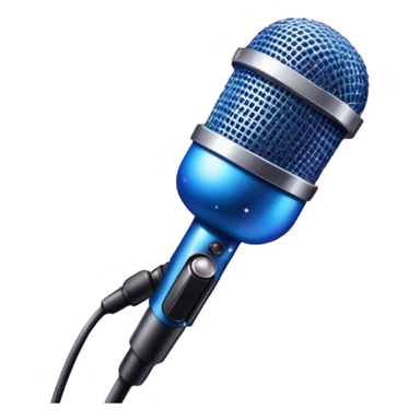 Create a vibrant and dramatic emoji that represents pop stage performance, focusing on the equipment and stage atmosphere. The design should feature a close-up of a professional stage microphone, shining brightly with sparkling details. In the background, show a part of the stage with dramatic stage lighting, illuminated with colorful spotlights and a festive firework-like salute or confetti to convey the energetic atmosphere of a live performance. Use neon colors like electric blue, pink, and silver to highlight the glamour and excitement of the stage. The background should be transparent. sticker