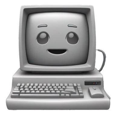 a computer of the 70s. It's design is clunky and grey yet charming. It has been designed in a way to look like a smiling face from the front.  sticker