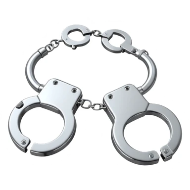 A pair of elegant handcuffs emoji made of silver chrome, smooth rounded design, glossy metallic reflections, luxury fetish aesthetic, minimal iOS emoji style, centered, clean white background sticker