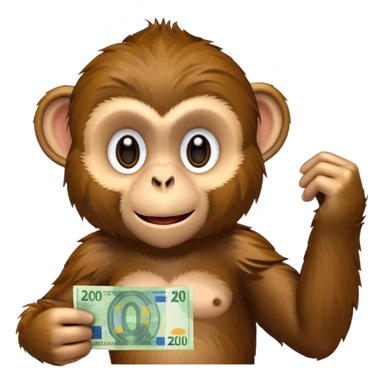 create a monkey holding a 20 euro bill  sticker