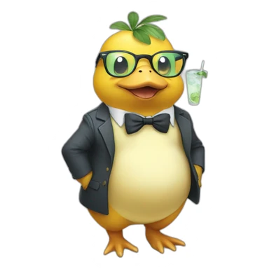 psyduck with glasses drinking mojito sticker
