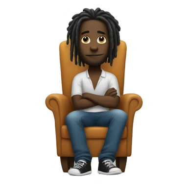 Black Guy with dreads arms crossed sitting in a chair  sticker