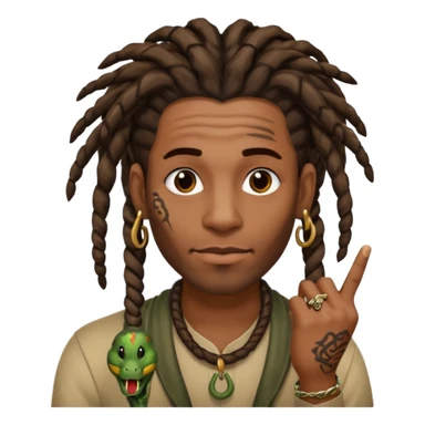 Black man with dreads and snake tattoo on forehead with index finger under his nose  sticker