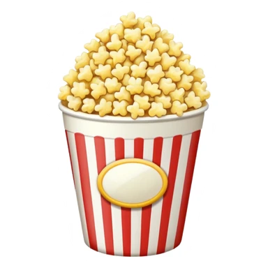 Popcorn in a striped cup with a TV sticker