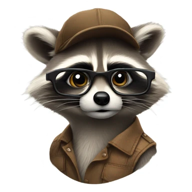 the face of a raccoon with glasses who came up with the idea sticker