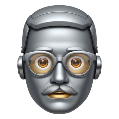 robotic man with glasses mustache  sticker