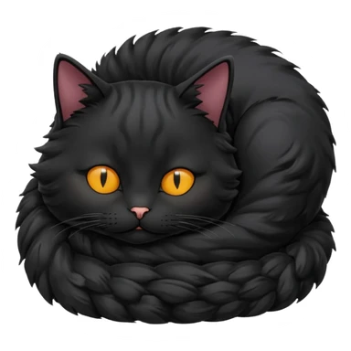 Curled Sleeping Cat black sticker