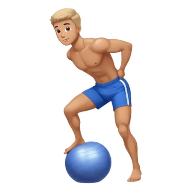 fit man with blue shorts stability ball balance sticker