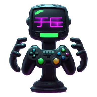 joystick in hands cyberpunk neon sticker