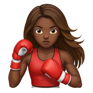 dark skin female boxer long hair sticker