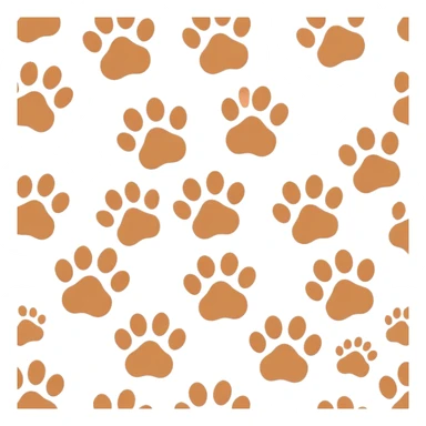 Cute cat paw prints in a soft brown color palette, minimal flat style, isolated on light background, vector or PNG style, seamless repeat pattern, aesthetic and warm mood sticker