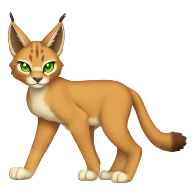 Lynx-Caracal-Fakemon-hybrid with orange points, green eyes brown toes, and short tail, full body sticker