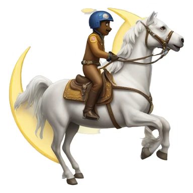  A dog riding a horse on the moon sticker