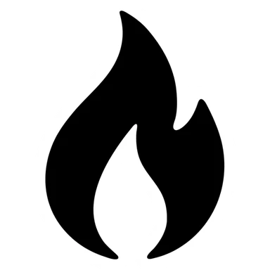solid icon of a flame, minimal and modern sticker