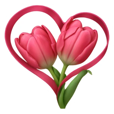 Ribbon tulip heart sticker