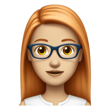 White-girl-with-long-straight-hair-red-head-eyes-blue-wearing-glasses-blouse-formal-white sticker