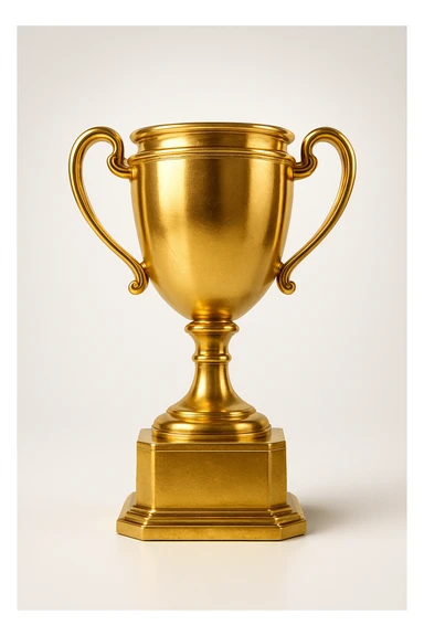 classic gold trophy, shiny, on a pedestal sticker