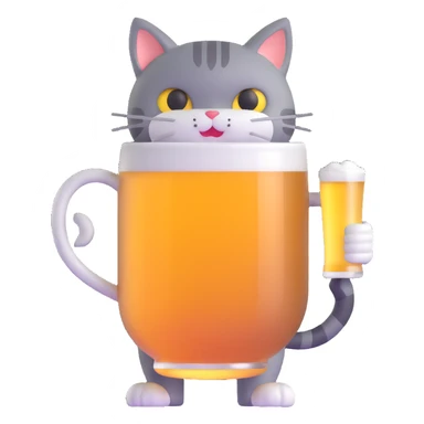 cat holding a giant beer mug sticker