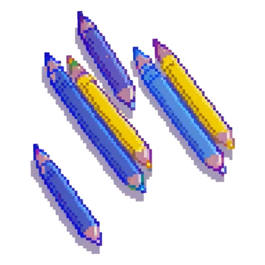 Eleven blue crayons arranged in various positions sticker