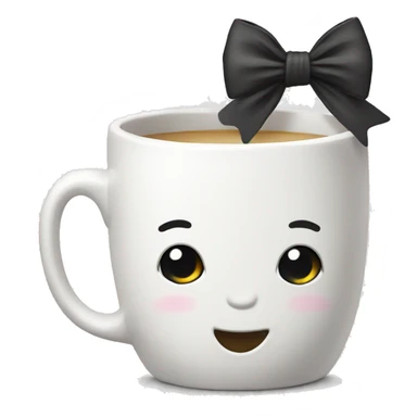 White mug with bow sticker