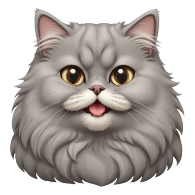 cinematic-adorable-big-eyed-fluffy-grey-persian-cat-portrait-emoji,-head-tilted-playfully-with-a-cute,-exaggerated-yawn,-fluffy-grey,-simplified-yet-irresistibly-cute-features sticker