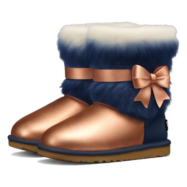 Realistic Pair of copper to Navy blue ombre Ugg fur boots with bows sticker