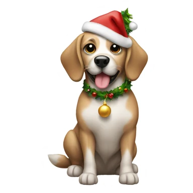 Dog besides a Christmas tree sticker