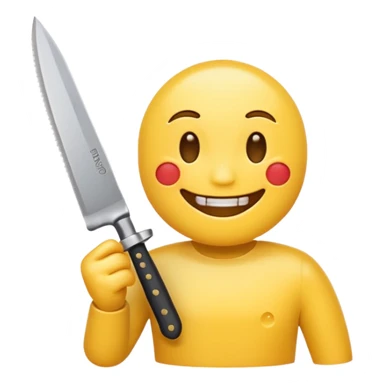 Yellow iPhone emoji holding knife with smile sticker