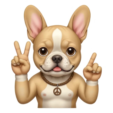 French bulldog sand color giving a peace sign sticker
