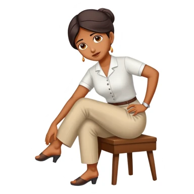Indian Office lady with sore ankle sticker