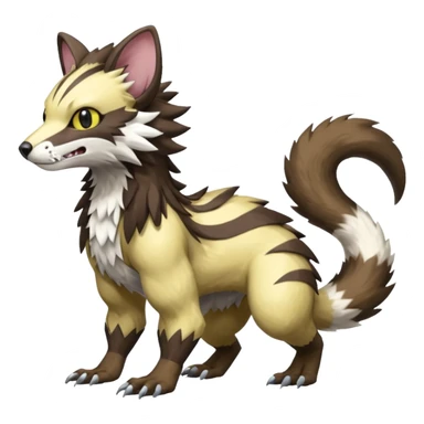 Trico-Sergal-Furret-Wolverine-Vernid-fusion-Fakemon-animal-hybrid-creature, full body sticker