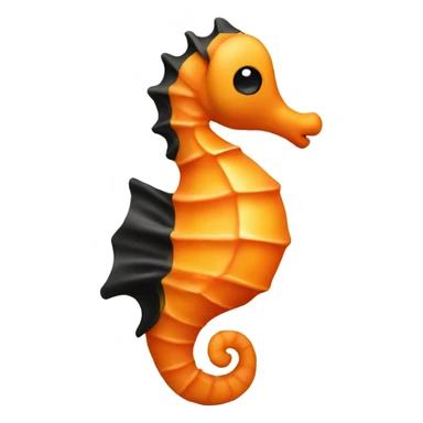 Orange sea horse looking to the left with brown/black  eyes sticker