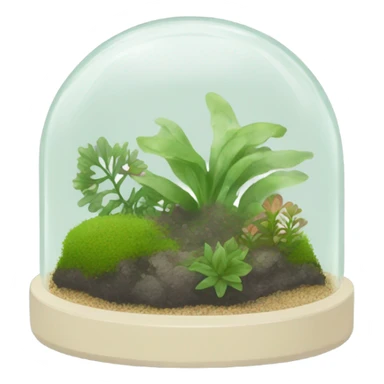 Dome shaped plant terrarium with moss and small plants sticker