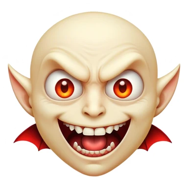 Cinematic Comical Vampire Portrait Emoji, with a sharply stylized, slightly caricatured pale face accented with exaggerated fangs and overly dramatic wide eyes filled with comic shock, head tilted in a hilariously startled pose, simplified yet amusingly detailed, glowing with a soft mysterious glow and a playful outline capturing the quirky humor of a vampire in disbelief! sticker