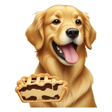 Golden retriever eating pie sticker