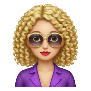 fancy blonde curly hair girl with sunglasses and night club outfits sticker