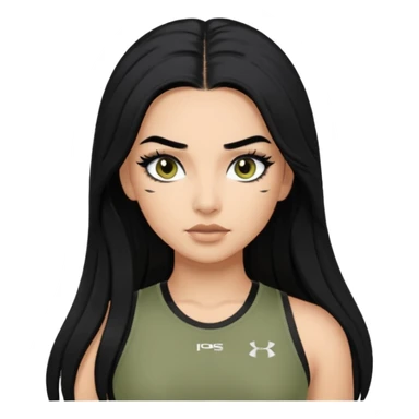 baddie, long hair, cute athletic clothes, very long lashes sticker