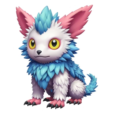  lush warm-colored colorful cyber-Fakémon-Digimon-Trico-creature sticker