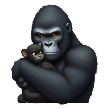 Big gorilla hugging a female black cat  sticker