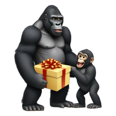 Gorilla giving a gift to Vladimir Putin sticker