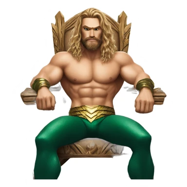 Aquaman shirtless sitting on throne sticker